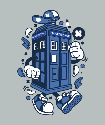 Police Box Cartoon Character T-Shirt Design Template