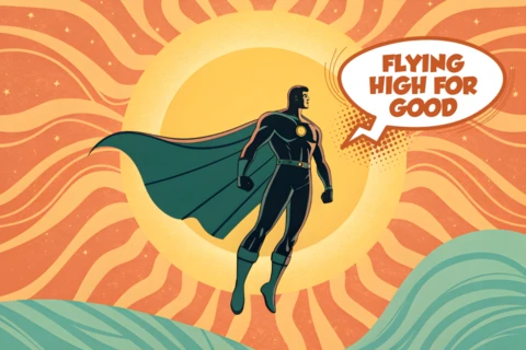Retro Superhero Design Template for Posters and Merchandise