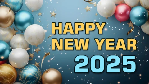 Modèle de conception de ballons multicolores pour la bonne année 2025