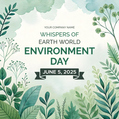 Botanical Watercolor Design Template for Environment Day Celebration
