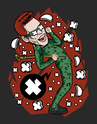 Modèle de t-shirt de la culture pop pour le personnage de dessin animé Riddler