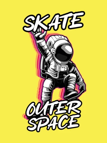 Patina por el espacio exterior con la creativa plantilla de diseño de camiseta de astronauta