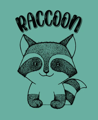 Editierbare Waschbär-Designvorlage für lustigen T-Shirt-Druck