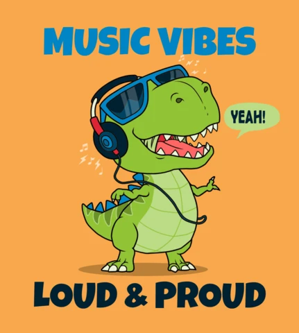 Music Vibes Loud & Proud Dino For Printable T-Shirt Template