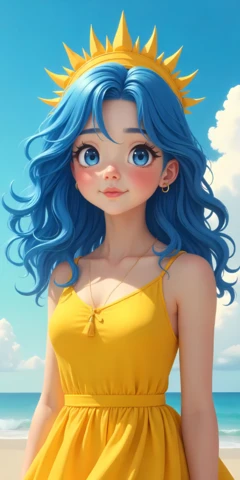 Sunny beach vibes (plage ensoleillée) modèle de personnage modifiable