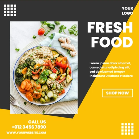 Yellow And Grey Promotional Instagram Post Design Template