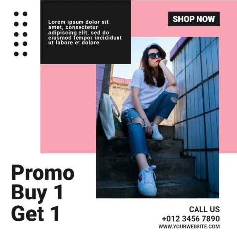 Modelo de design de postagem do Instagram do tipo compre 1 e receba 1 oferta