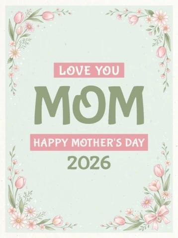 Mother’s Day Poster - Decorative Greeting Card Style with Happy Mother’s Day Text and Pastel Green Background