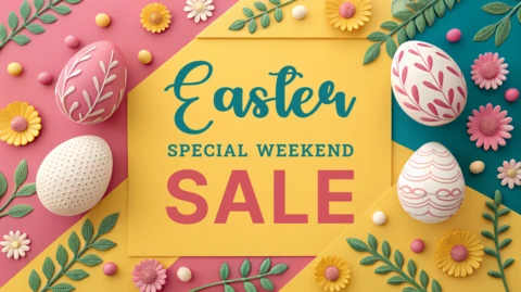 Easter Sale Design Template with Floral and Pastel Elements