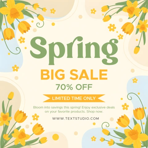 Spring Festival Sale Poster Decorative Floral Theme with Limited-Time Shopping Offers
