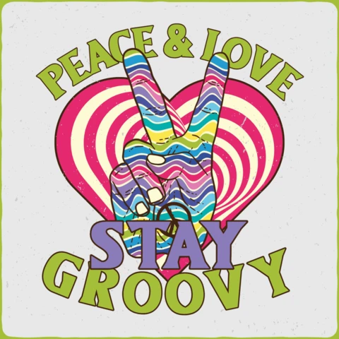 Peace Love Stay Groovy T-Shirt Design Template