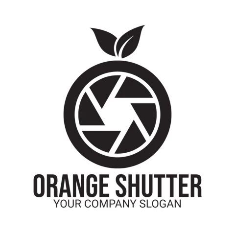 Orange Camera Shutter Logo Design Template