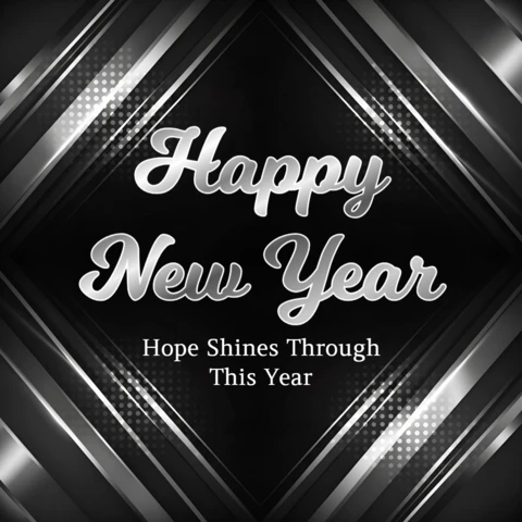 Elegant Black and Silver New Year Greeting Card Design Template