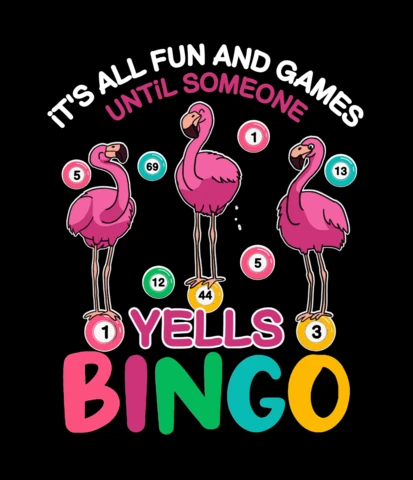 Flamingo Funny Bingo Quote T-shirt Design Template