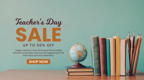 Modern Teacher's Day Sale Template Design with Elegant Typography