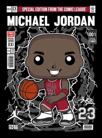 Michael Jordan Cartoon Character Magazine Cover Design Template