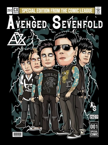 Avenged sevenfold caricatura de dibujos animados plantilla de diseño de portada de revista