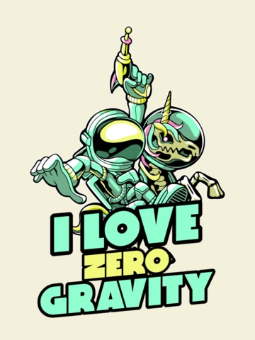 Ich liebe die schwerelosigkeit mit astronaut und drache t-shirt design vorlage