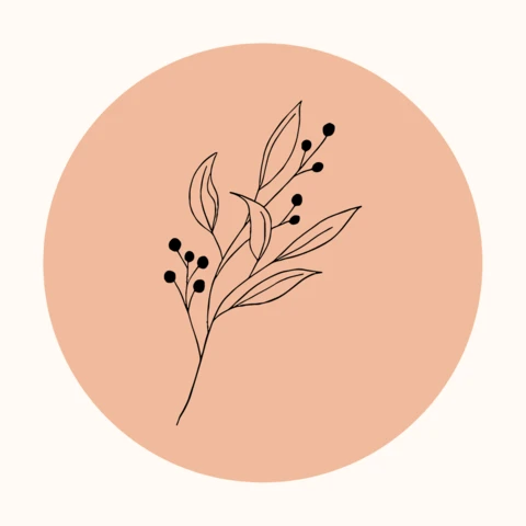 Pfirsichfarbene Blumen-Strichzeichnungsvorlage für Instagram-Story-Highlight-Cover
