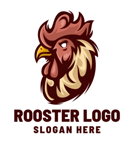 Modèle de conception de logo tête de coq
