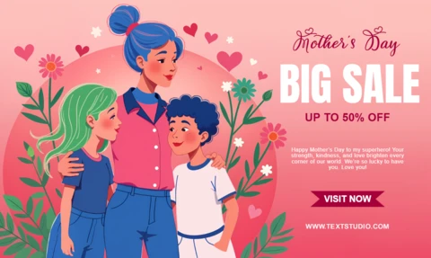 Mother's Day Sale Design Template - Colorful and Playful Floral Art Style