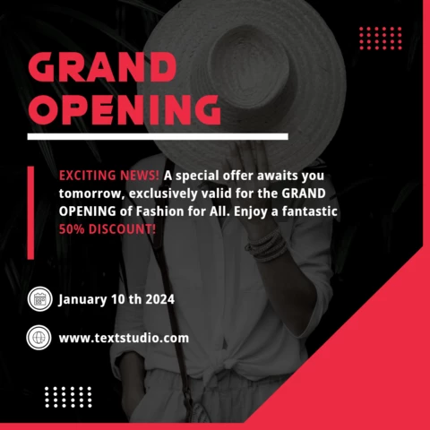 Red & black modern grand opening fashion post