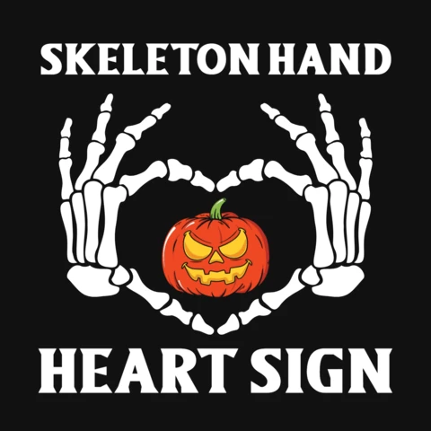 Squelette main coeur signe halloween t-shirt template
