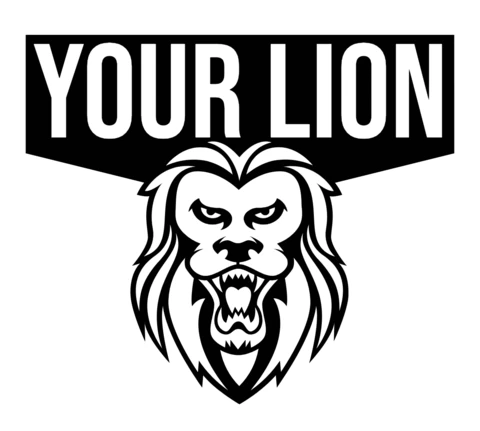 Lion Esport Mascot Logo Design Template Black