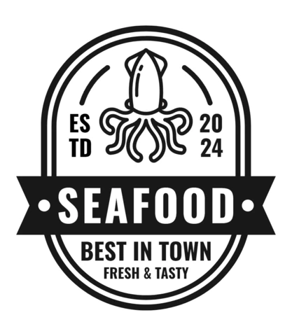 Modèle de logo pour les produits de la mer frais et savoureux