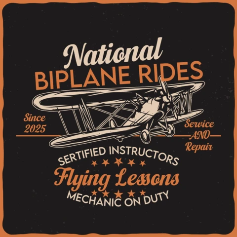 Modèle de t-shirt "National biplane rides" (balades en biplan)