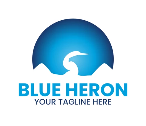 Blue Heron Logo Design Template