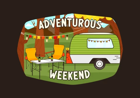 Adventurous Weekend RV Trailer Badge Template Design