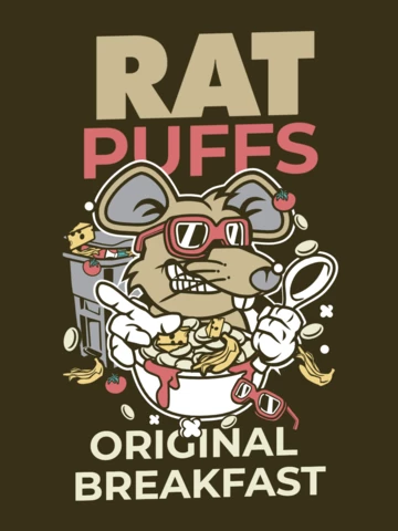 Rat Puffs Original Breakfast With Character T-Shirt Design Template