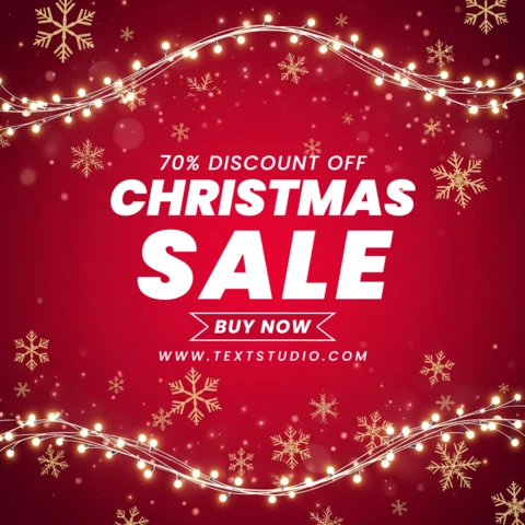 Poster per lo shopping natalizio, template promozionale di Natale con eleganza rosso-oro e gioia stagionale