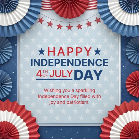 Patriotic Independence Day Celebration Template with Festive Paper Fans Design