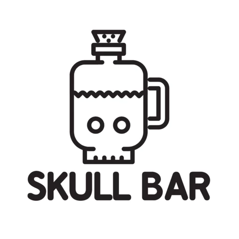 Modèle de logo pour un bar à tête de mort