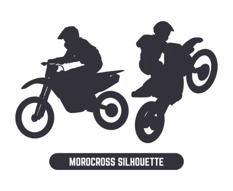 Modello di design del set di silhouette del salto del motocross