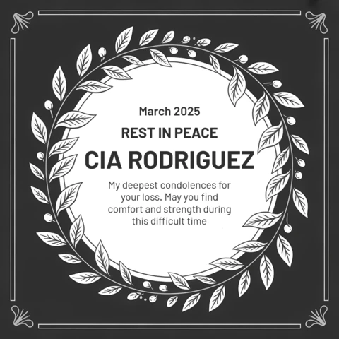 Template de design de coroa floral elegante para cartões de condolências