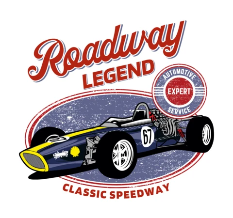 Roadway Legend klassische Speedway-Auto-T-Shirt-Design-Vorlage