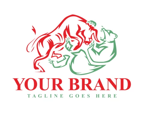 Szablon logo byk kontra niedźwiedź