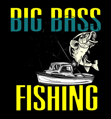 Big Bass Fishing Boat T-Shirt Design Template