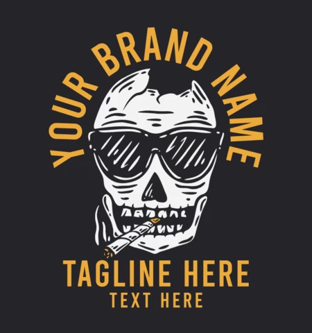 Hipster Skull Smoking T-shirt Design Template