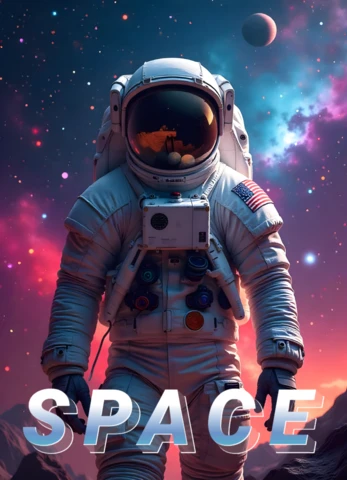Aventura cósmica: astronauta em um modelo de cena espacial vibrante