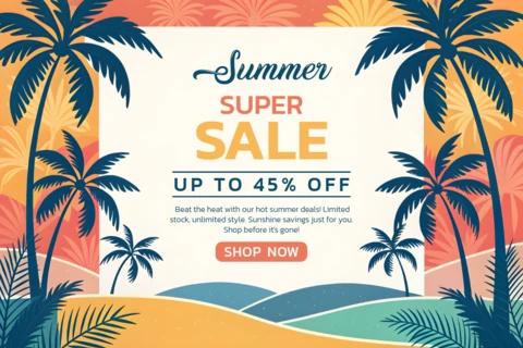 Summer Sale Design Template with Tropical Vibes - Editable Promotional Graphic
