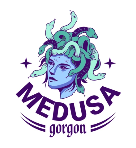 Plantilla de diseño gráfico de Medusa gorgona - estilo audaz y artístico