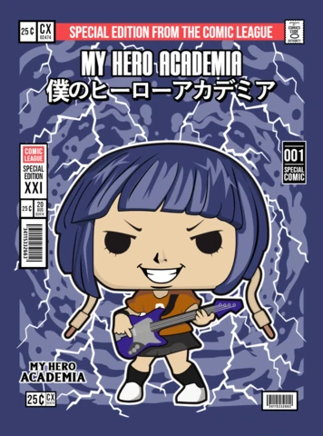 My hero academia personaje de dibujos animados plantilla de diseño de portada de revista