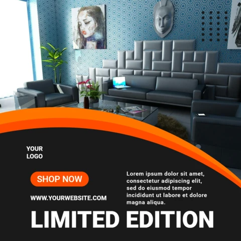 Curve Black And Orange Marketing Instagram Post Design Template