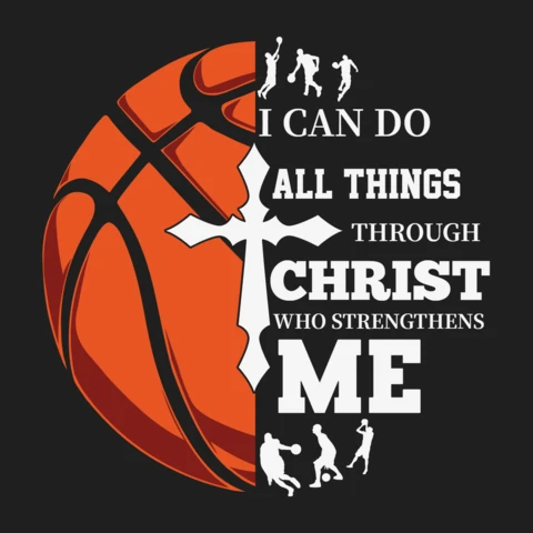 Modèle de t-shirt sur le basket-ball et le Christ