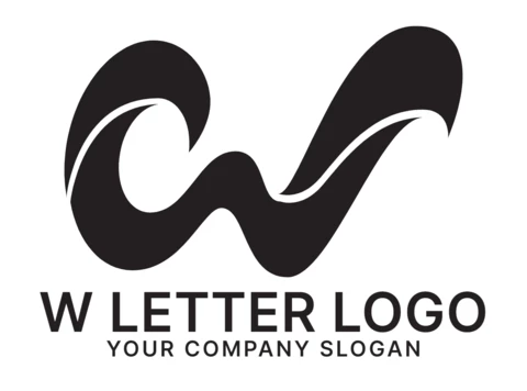 W-Buchstabe-Logo-Design-Vorlage schwarz