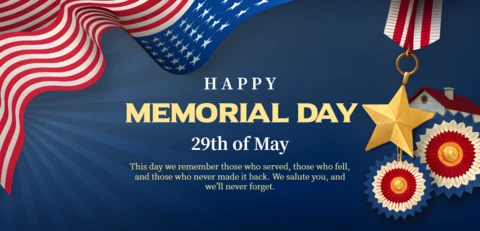 Patriotic Memorial Day Celebration Template - Editable Design with Stars and Stripes